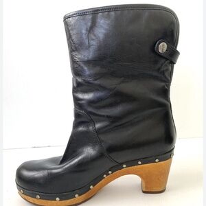 UGG BLACK LEATHER SHERPA BOOT SZ 7